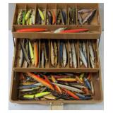 Woodstream Tacklebox loaded with many damaged RAPALAS mostly lips customized for use, repair, or parts.