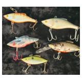 Lot of various Rattletrap baits - 2 RAPALA , 1 Berkley & 2 other