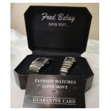 Fred Belany |  Mens &  Woman Analog Watch Set Quartz Stainless Steel