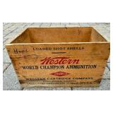 Two Vintage Wood Crates from Western World Champion Ammunition plus Clicquot Club Beverages and Vintage Nail Wooden Barrel Keg