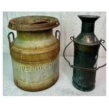 Vintage Milk Can from Superior DYS and Antique 3 Printer Ink Pour Can