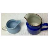 Blue Pottery Bundle-2 Creamers and Serving bowl