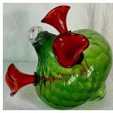 Handblown Glass Hummingbird Feeder with 3 Glass Feeding Ports