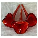 Handblown Glass Hummingbird Feeder with 3 Glass Feeding Ports