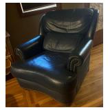 Navy Blue Leather Chair with Rivet Accents by Yorkshire Leather LTD