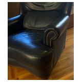 Navy Blue Leather Chair with Rivet Accents by Yorkshire Leather LTD