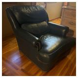 Navy Blue Leather Chair with Rivet Accents by Yorkshire Leather LTD