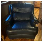 Navy Blue Leather Chair with Rivet Accents by Yorkshire Leather LTD