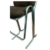 Vintage Jerry Johnson Chrome Based Stool with Brown Upholstered Seat