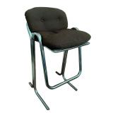 Vintage Jerry Johnson Chrome Based Stool with Brown Upholstered Seat