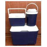 Three  Rubbermaid Coolers