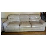 Nice Neutral Leather Hide A Bed Sofa / Couch