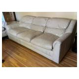 Nice Neutral Leather Hide A Bed Sofa / Couch