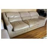 Nice Neutral Leather Hide A Bed Sofa / Couch