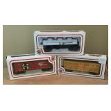 Bachmann Ho Scale 1941 Box Car, 1942 Three Dome Tank and Wood Stock Car