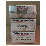 Bachmann Ho Scale 1941 Box Car, 1942 Three Dome Tank and Wood Stock Car