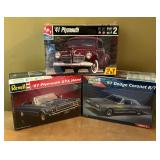 New Revell Monogram 1967 Dodge Coronet R/T, Revell 1967 Plymouth GTX Hemi and AMT Ertl 1941 Plymouth Model Car Kits