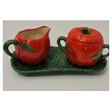 Sweet Tomato Themed Sugar & Creamer Set with Tray