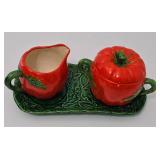 Sweet Tomato Themed Sugar & Creamer Set with Tray