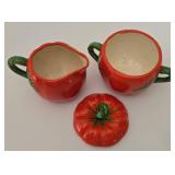 Sweet Tomato Themed Sugar & Creamer Set with Tray