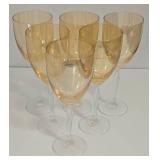 Clear Glass & Pale Gold Stemware Set
