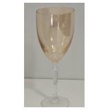 Clear Glass & Pale Gold Stemware Set