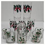 Set of Vintage Libbey Holiday Tumblers & Mugs
