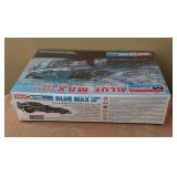 Three New Monogram Snap Tite Model Car Kits including Pepsi Challenger, Blue Max and Budweiser King