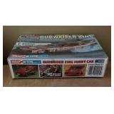 Three New Monogram Snap Tite Model Car Kits including Pepsi Challenger, Blue Max and Budweiser King