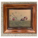 Vintage Little Red Wagon Photograph Framed Wall Clock