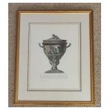 Framed Etching Print Cinerarcy Vase of Terrocotta by Giovanni Battista