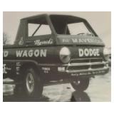Framed Vintage Black and White Dodge Wagon Photographic Print