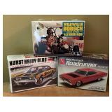 New Monogram Hurst Hairy Olds, AMT Ertl Road Runner Hardtop and Wild Willie Borsch Winged Express Altered Rod