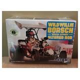 New Model Car Kits Jo-Han Sox & Martin Boss Plymouth Cuda, Monogram Plymouth Barracuda and Wild Willie Borsch Winged Express Altered Rod