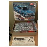 Model Car Kits MPC 1971 Plymouth Road Runner, AMT Ertl 1932 Ford Phaeton and Jo-Han Pettys 1964 Plymouth Belvedere