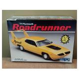 Model Car Kits MPC 1971 Plymouth Road Runner, AMT Ertl 1932 Ford Phaeton and Jo-Han Pettys 1964 Plymouth Belvedere