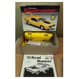 Model Car Kits MPC 1971 Plymouth Road Runner, AMT Ertl 1932 Ford Phaeton and Jo-Han Pettys 1964 Plymouth Belvedere