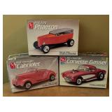AMT Ertl 1957 Chevrolet Corvette Gasser, 1932 Ford Phaeton and 1937 Chevrolet Cabriolet Model Car Kits