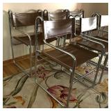 MCM Brown Naugahyde and Chrome Dining Chairs - Set of Six