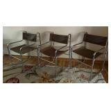 MCM Brown Naugahyde and Chrome Dining Chairs - Set of Six