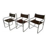 MCM Brown Naugahyde and Chrome Dining Chairs - Set of Six