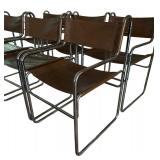 MCM Brown Naugahyde and Chrome Dining Chairs - Set of Six