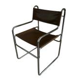 MCM Brown Naugahyde and Chrome Dining Chairs - Set of Six