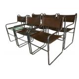 MCM Brown Naugahyde and Chrome Dining Chairs - Set of Six