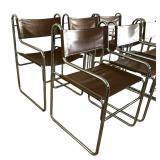MCM Brown Naugahyde and Chrome Dining Chairs - Set of Six