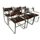 MCM Brown Naugahyde and Chrome Dining Chairs - Set of Six