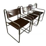 MCM Brown Naugahyde and Chrome Dining Chairs - Set of Six