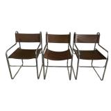 MCM Brown Naugahyde and Chrome Dining Chairs - Set of Six