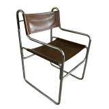 MCM Brown Naugahyde and Chrome Dining Chairs - Set of Six
