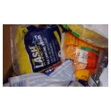 big box full of tile wedges and cli...